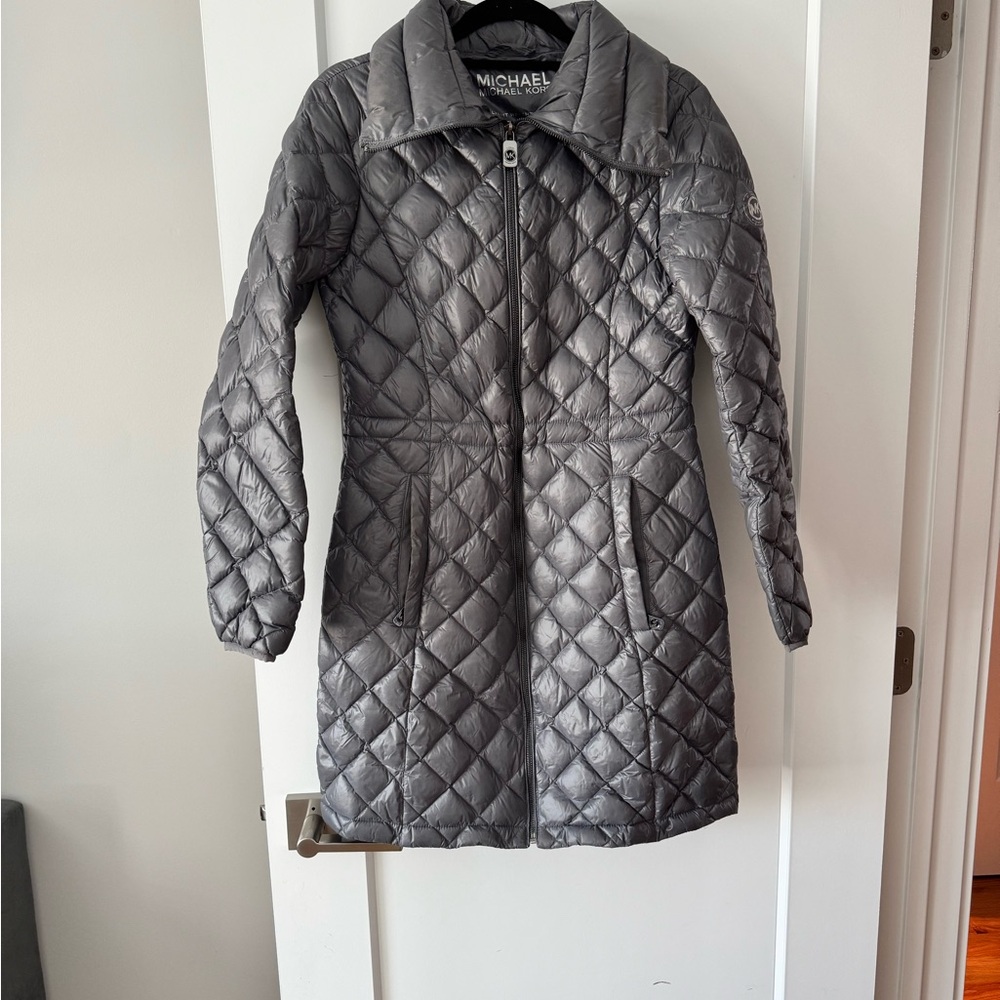 Michael Kors Silver Quilted Jacket